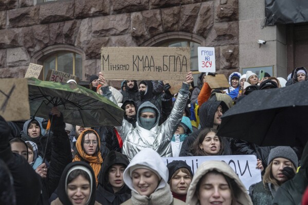 Kyiv protesters demand more spending on Ukraine’s war effort and less on local projects