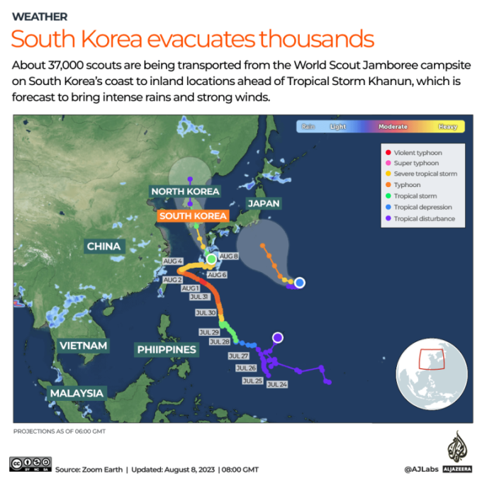 South Korea evacuates thousands from World Scout Jamboree as typhoon nears