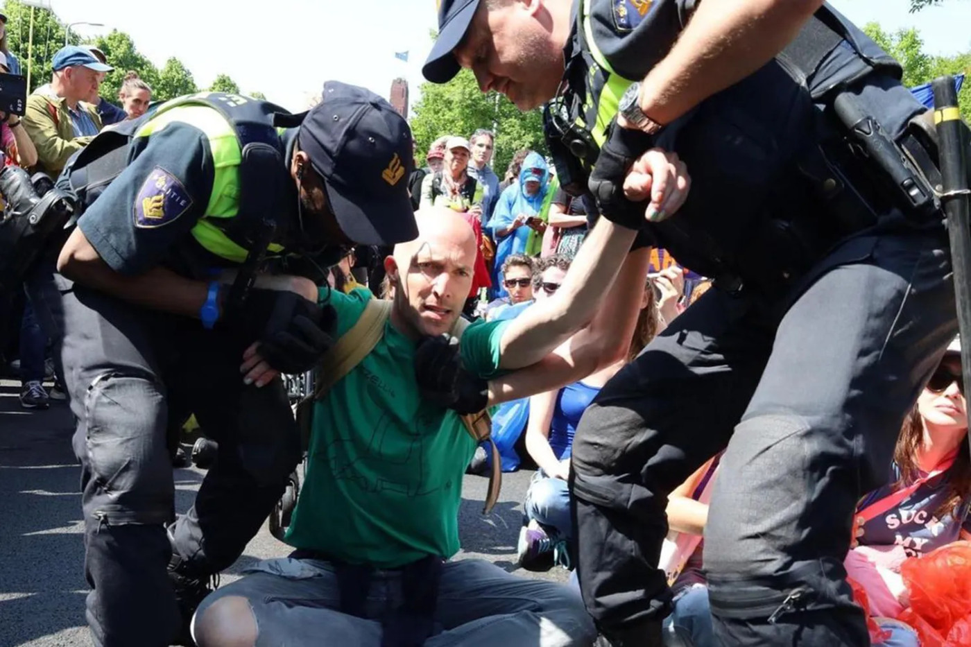 ‘Driving us to ruin’: Netherlands climate protesters fight fossil fuels