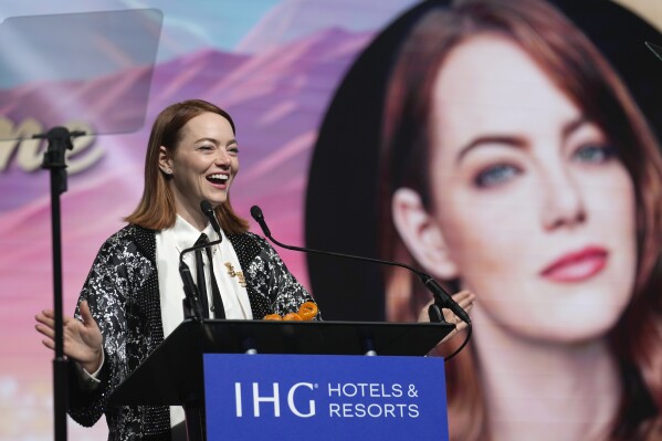 Stars converge in Palm Springs to celebrate year’s best films and Emma Stone’s career