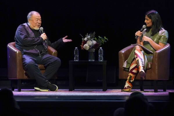 Artist-dissident Ai Weiwei gets ‘incorrect’ during an appearance at The Town Hall in Manhattan