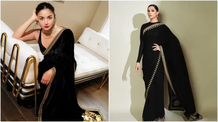 Deepika Padukone vs Alia Bhatt: Who wore this black Sabyasachi sari better?