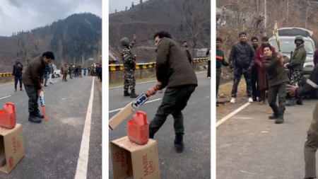 Watch: Sachin Tendulkar plays cricket on street in Kashmir and hits the ball with bat’s grip