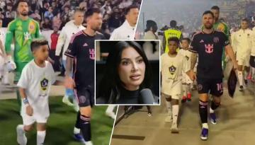 Kim Kardashian criticised over 8yo son Saint walking out with Lionel Messi ahead of Inter Miami-LA Galaxy football match