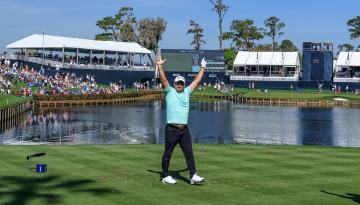 Golf: Ryan Fox aces iconic hole at Players Championship in Florida, sends crowd wild.