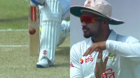 Watch: Bangladesh captain Najmul Shanto’s bizarre lbw review after ball hits middle of Kusal Mendis’ bat