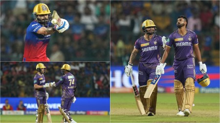 RCB vs KKR Greasy palms come to Shreyas Iyer’s rescue; Virat Kohli exhibits his wrist power; Phil Salt comes up with an unusual cut shot