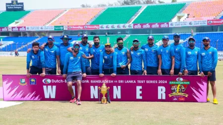 Watch: Sri Lankan players collect trophy in practice kits after whitewashing Bangladesh ‘to tell the World that they have played 2 practice matches’