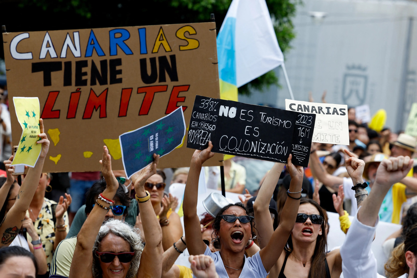 Thousands protest against over-tourism in Spain’s Canary Islands