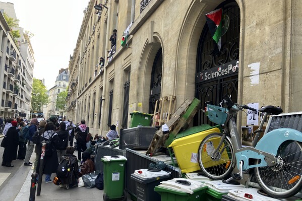 Students at prestigious Paris university occupy campus building in pro-Palestinian protest