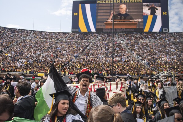 A look at commencement ceremonies as US campuses are roiled by protests over the Israel-Hamas war