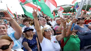 Orban challenger in Hungary mobilises thousands at a rare demonstration in a government stronghold