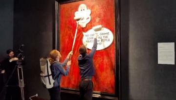 King Charles' first official portrait vandalised by activists using Wallace and Gromit imagery