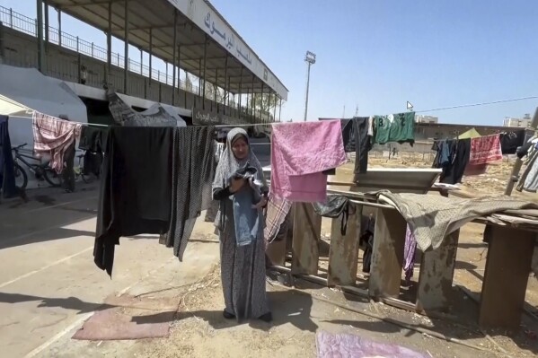 Gaza’s biggest soccer stadium is now a shelter for thousands of displaced Palestinians