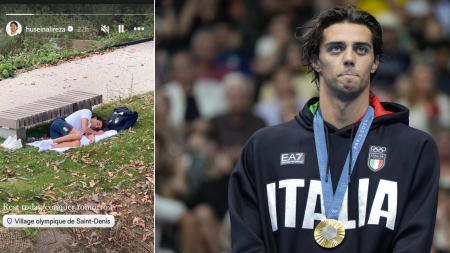 Olympic gold medalist Thomas Ceccon sleeps in park after complaining about appalling conditions at Games village in Paris