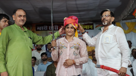 Vinesh Phogat’s village stays up to bestow their honours: Cash, turbans, swords