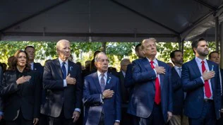 On 9/11 anniversary, Biden, Harris Trump visit New York site together; Harris &amp; Trump shake hands